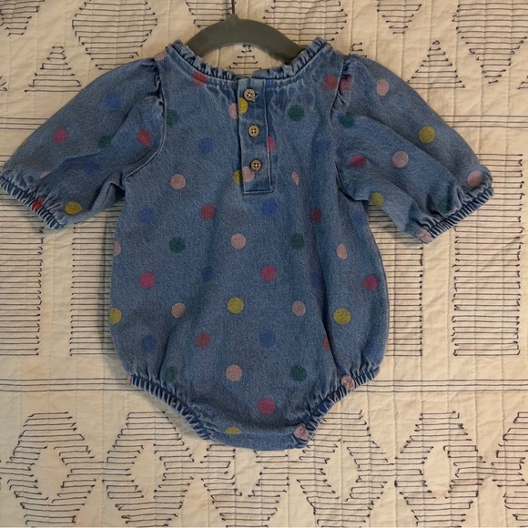 Mud Pie denim dot baby romper - Picture 3 of 4